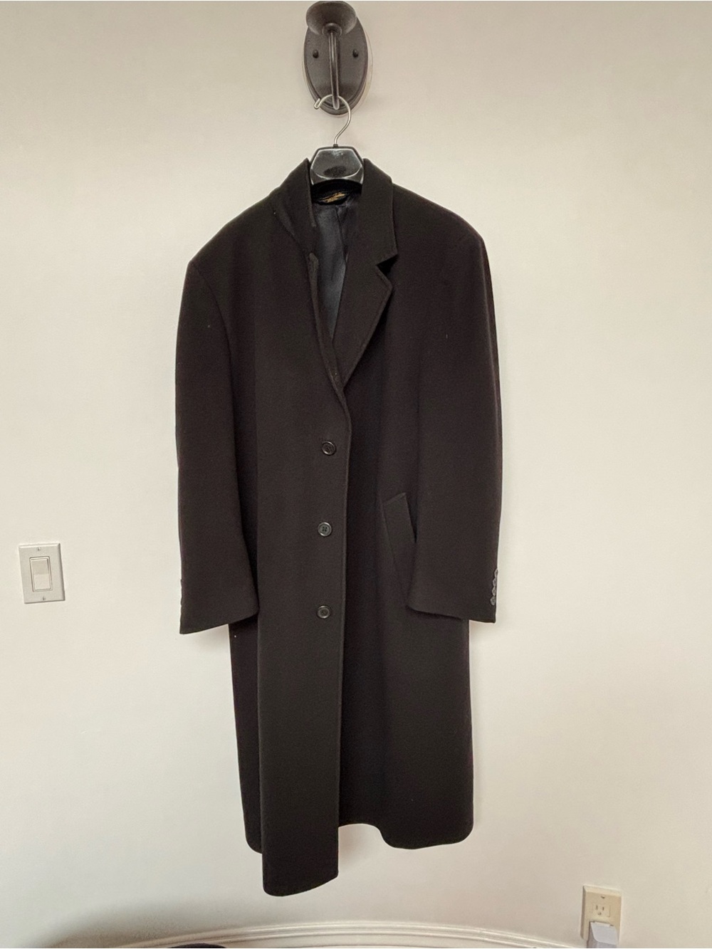 Brooks Brothers Men’s Classic Black Overcoat - Tailored Winter Coat